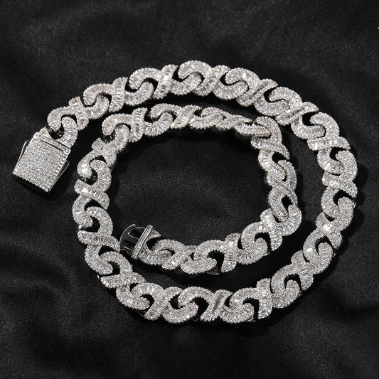 Bellisimo Collar Hip Hop Moda Cobre Con Incrustaciones De Circón 12 MM piedra brillante, elegante y delicada.