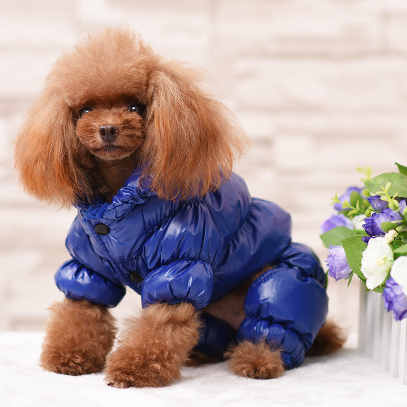 Chamarra gruesa tipo plumon, Ropa cálida y gruesa de color sólido para perros