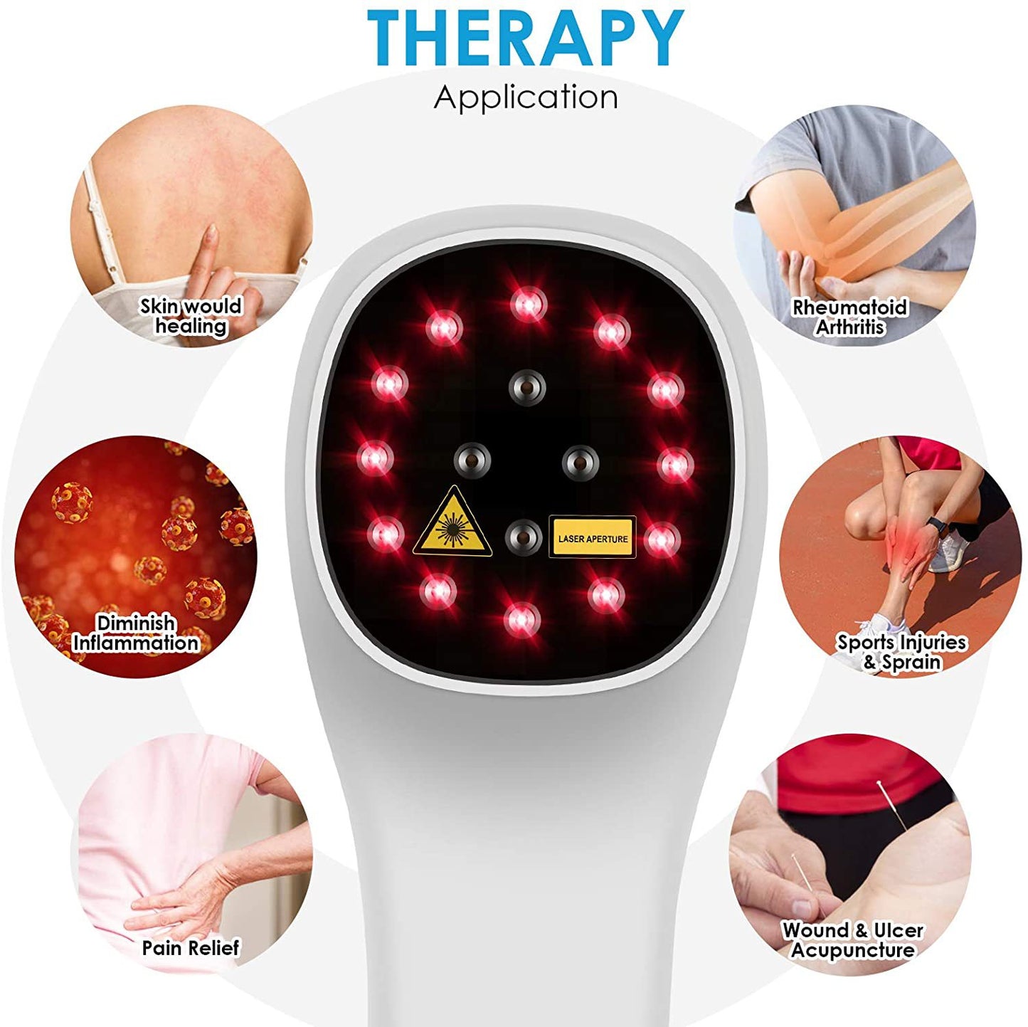 Dispositivo de terapia de luz roja de mano, luz infrarrojo para terapia del dolor, sanación y cuidado de la salud