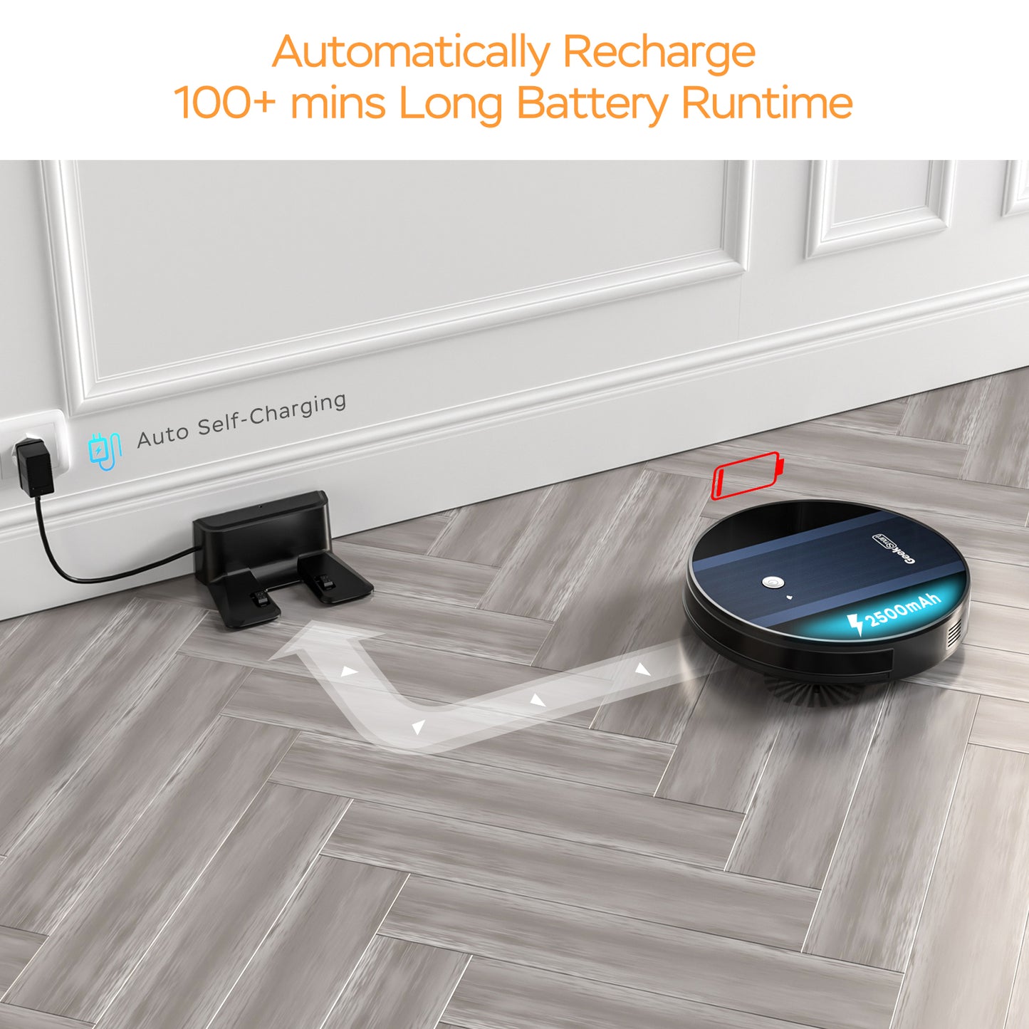 Robot aspirador inteligente Geek G6 Plus, ultrafino, fuerte succión de 1800 Pa, autocarga automática, conectividad WiFi, control de aplicaciones