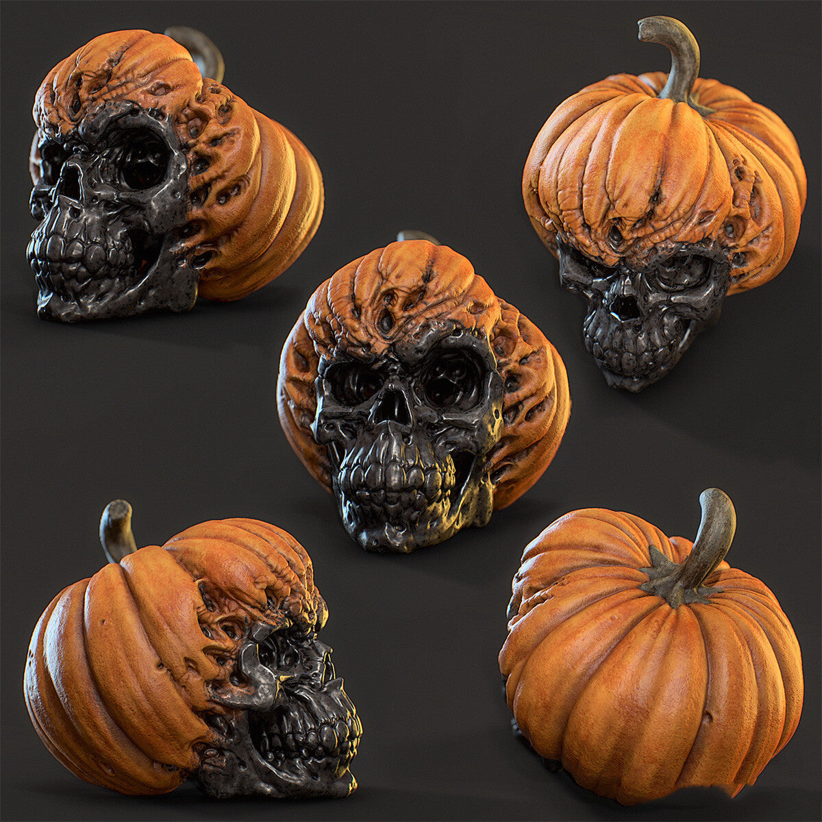 Adorno de resina de Halloween con calavera de calabaza malvada, decoración