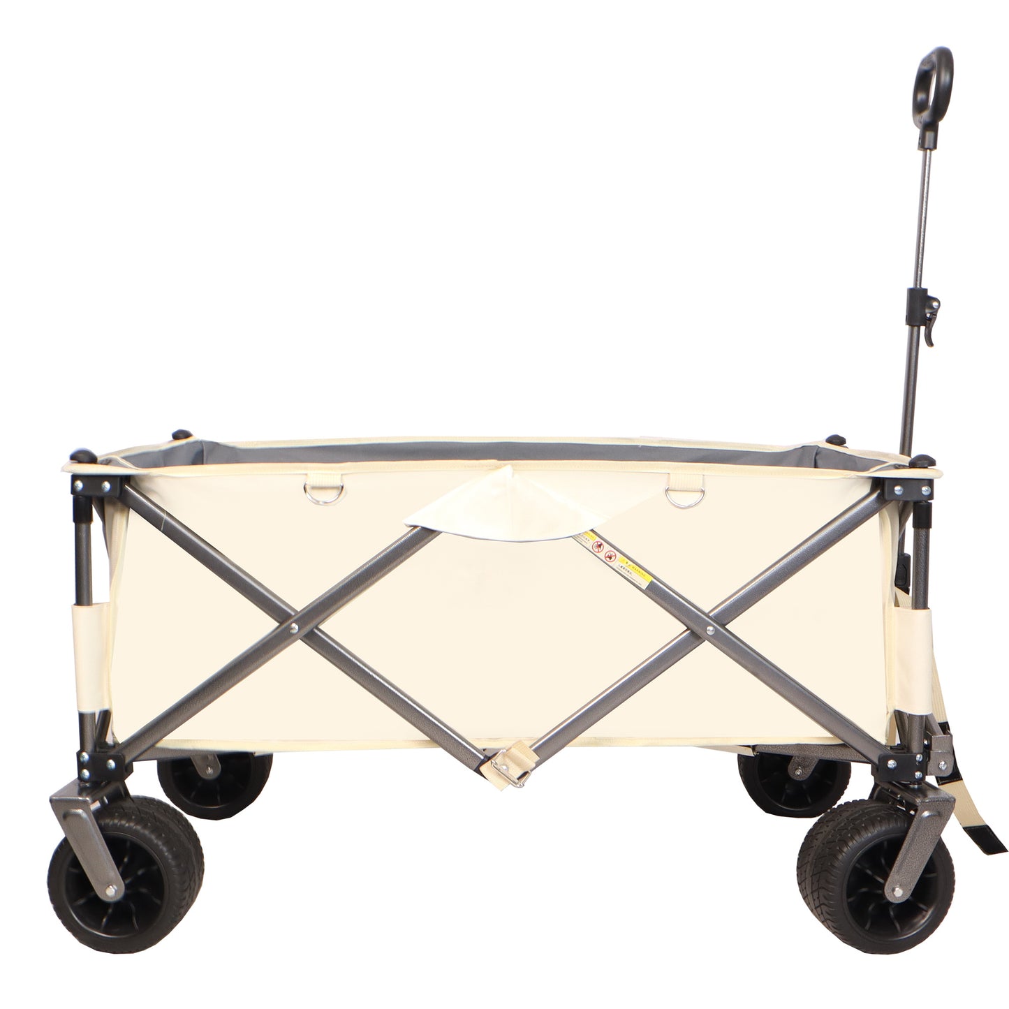 Carro plegable, práctico y resistente para la playa, con ruedas grandes, asas ajustables y portavasos