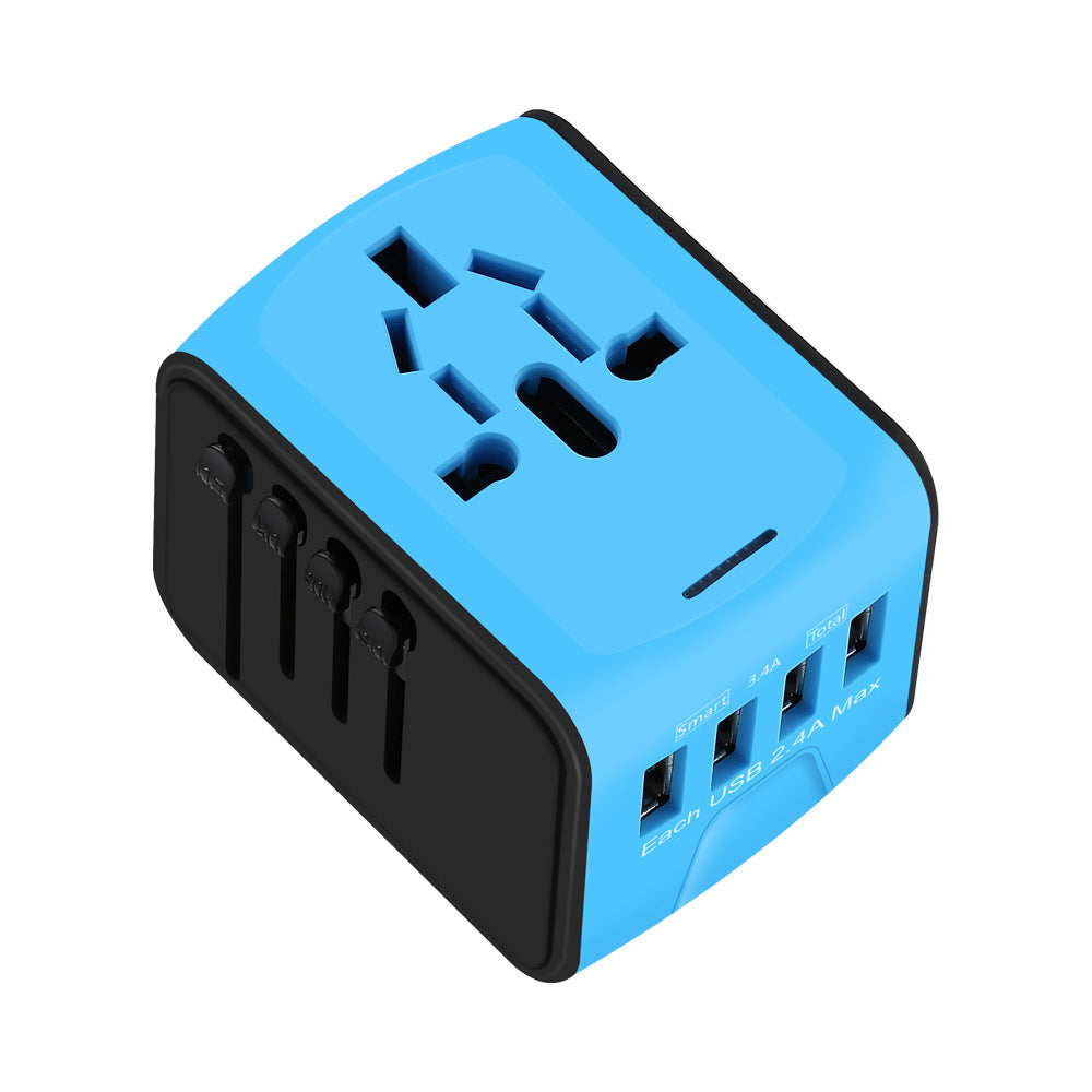 Base de carga multifuncional para viajes con 4 puertos USB y convertidor