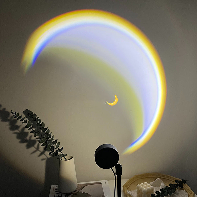 Lámpara LED de Luna con USB, proyector de luz de atardecer nocturno de neón de arcoíris, iluminación de ambiente de pared para fotografía, decoración del hogar y dormitorio