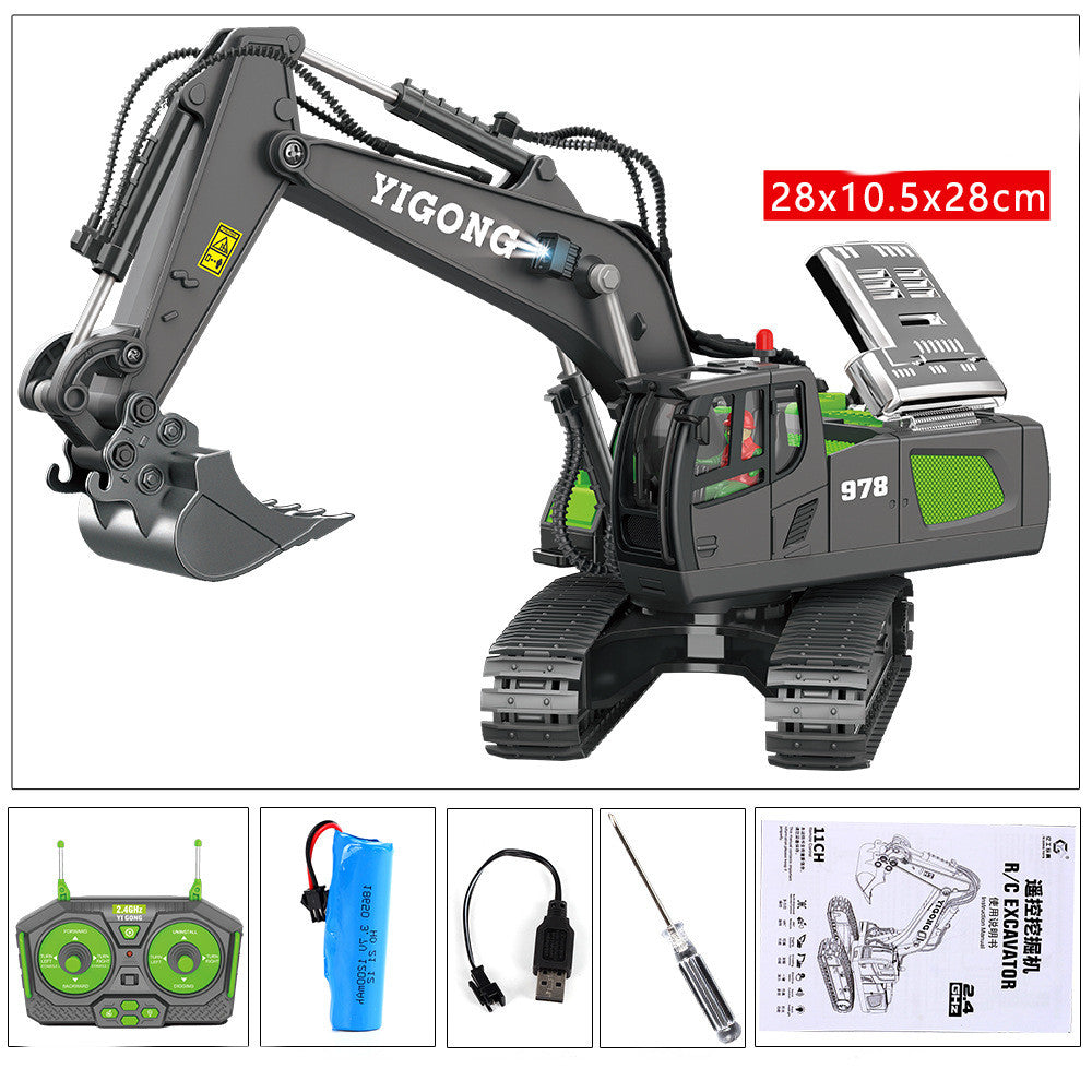 Excavadora Teledirigida De Aleación Recargable, Vehículo De Ingeniería Excavador juguete para niños
