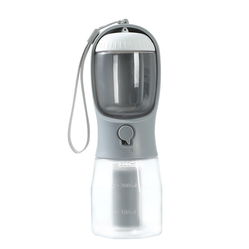 Botella Multifuncional para Mascotas 3 en 1, Vaso Portátil – Agua, Comida y Bolsas en un Solo Click