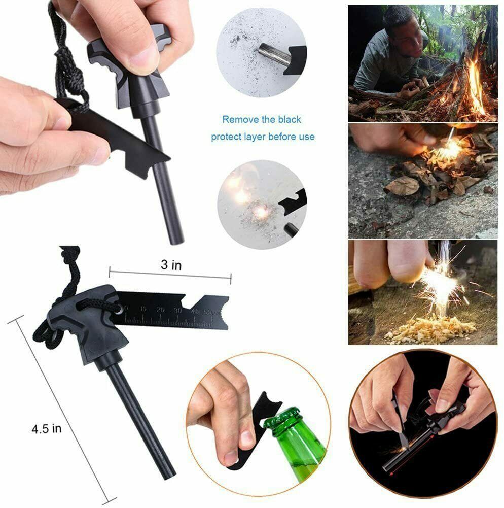 Kit de supervivencia de camping 4 en 1 para exteriores, equipo táctico para acampar, SOS