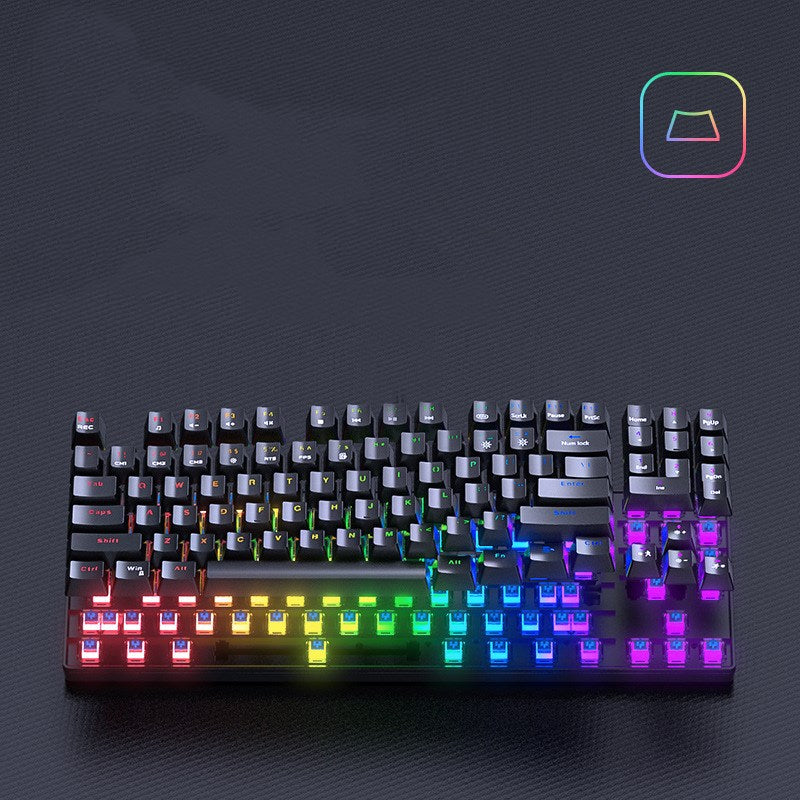 Combo de teclado mecánico y mouse con cable, teclado retroiluminado arcoíris de 89 teclas