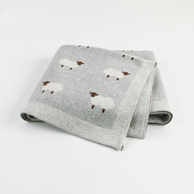 Manta de pelo para bebé, frazada prueba de viento para bebé, protección y calidad para infantes, Manta de punto 100% algodón para niños y niñas con lindas ovejas gris, color rosa