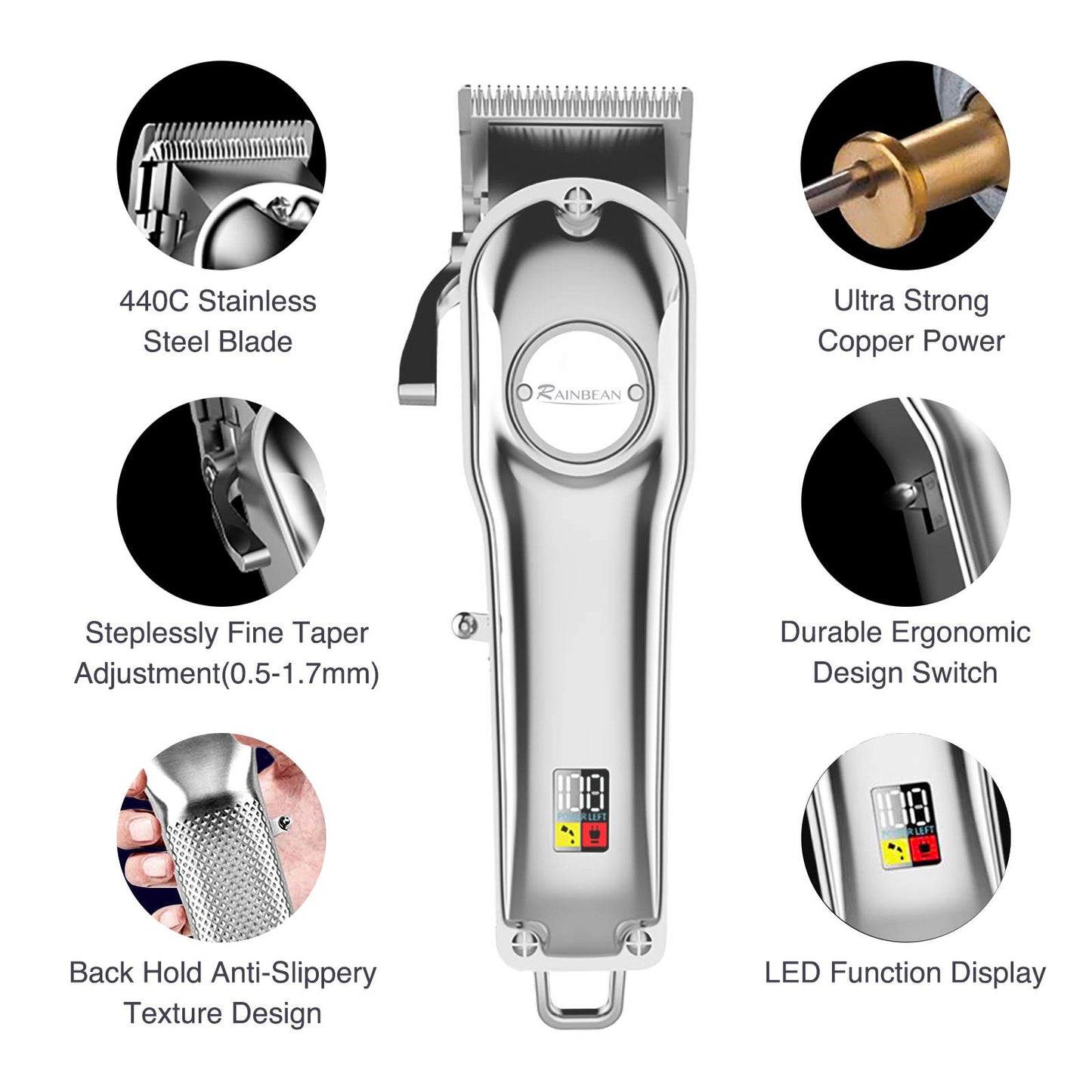 Cortadora de cabello para hombres 3 en 1 IPX7 Recortadora de barba Kit de aseo Cortadora de cabello inalámbrica para mujeres y niños Pantalla LED
