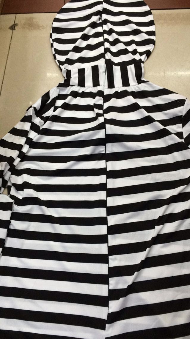 Disfraz Uniforme de prisión blanco y negro de Halloween