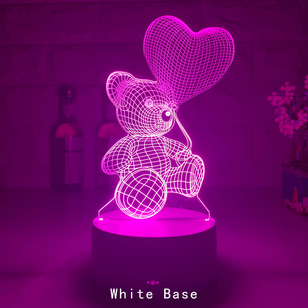 Lampara de OSO, Love Bear Series Luz 3D Luz nocturna creativa Luz visual LED