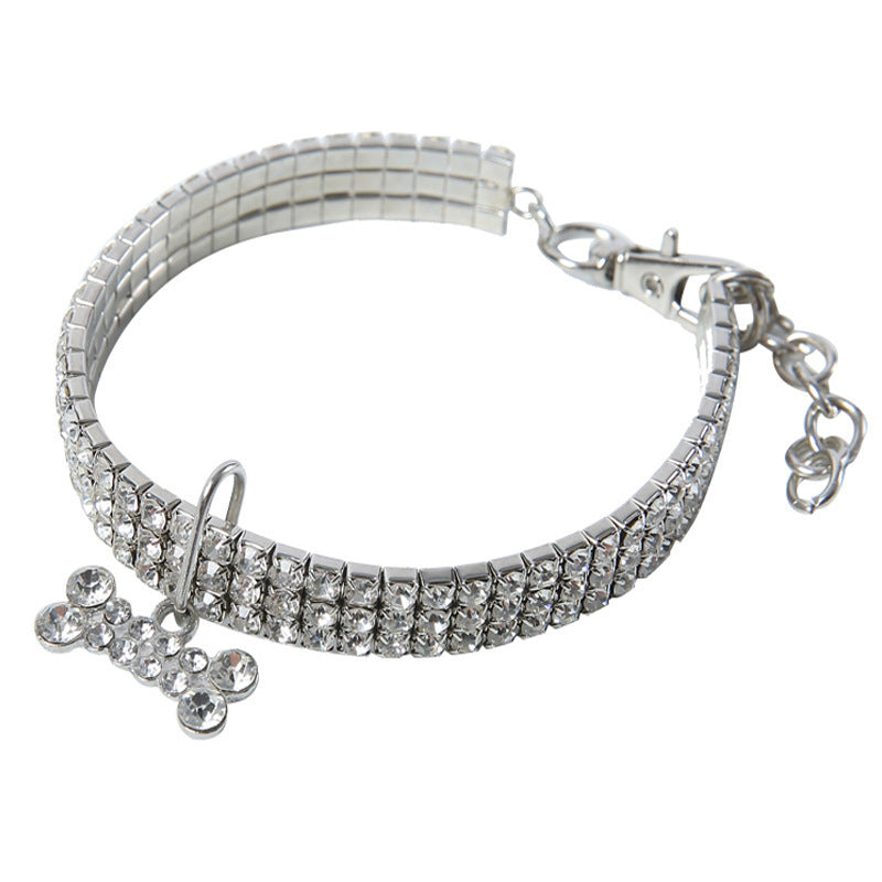 Collar de perro con cristales brillantes, correa para perros pequeños, medianos y gatos.