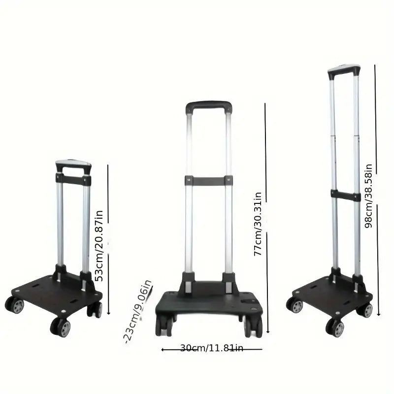 Carrito plegable universal con 5 ruedas que giran 360 grados, material ligero y ultraflexible.