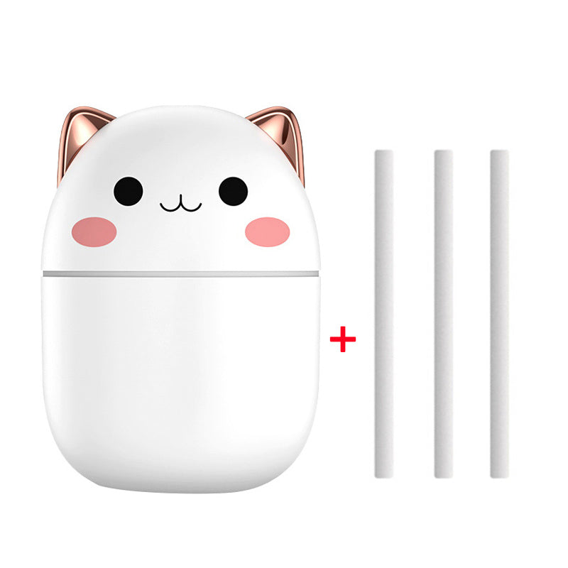 Humidificador de aire con diseño de gato, ultra silencioso, USB, purificador de aire con LED