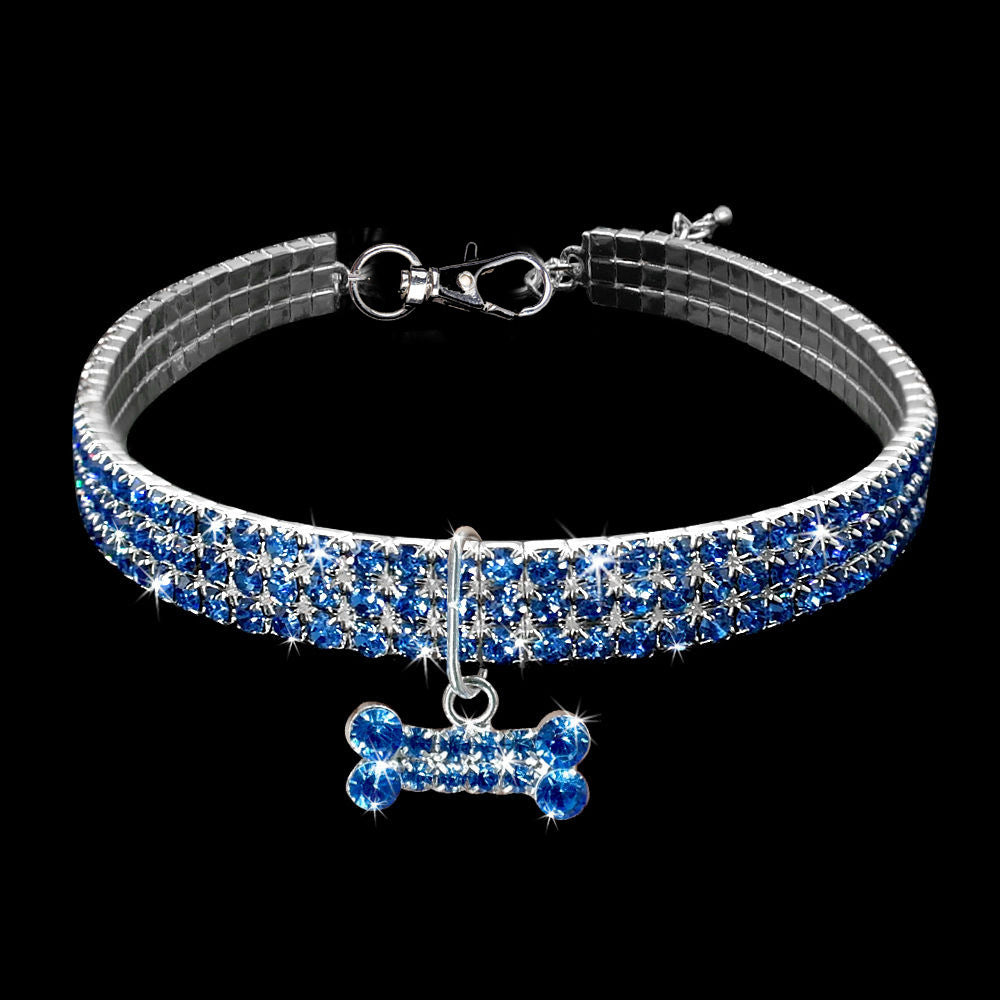Collar de perro con cristales brillantes, correa para perros pequeños, medianos y gatos.