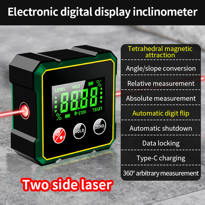 Buscador de ángulos digital magnético con medidor láser electrónico, transportador