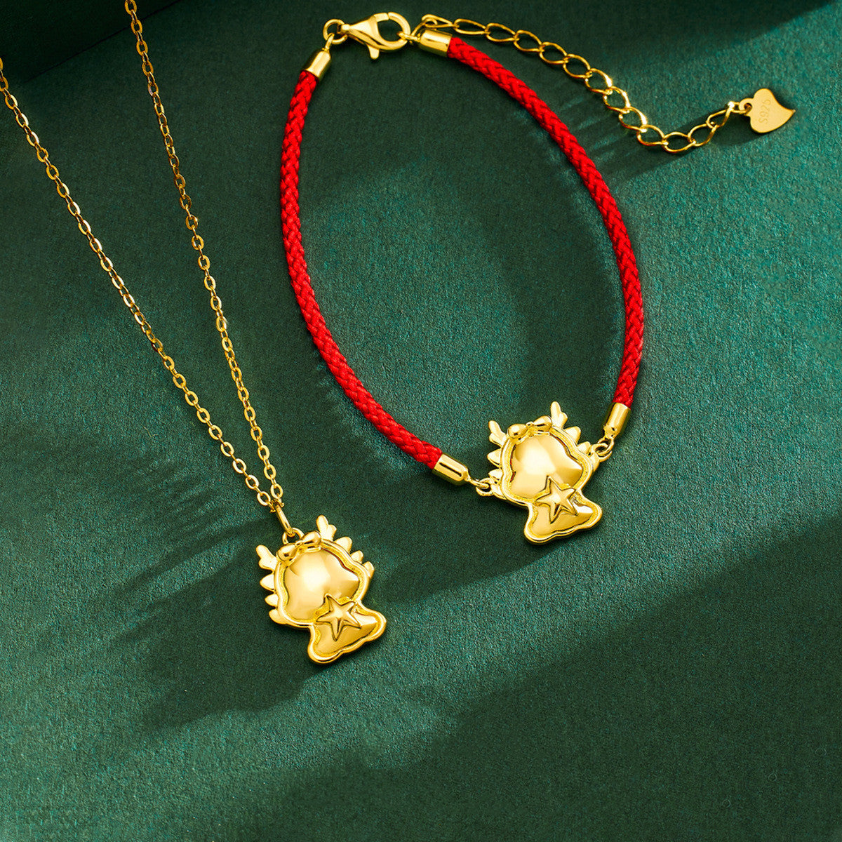 Collar y pulsera con dije del Año del Dragón UNISEX, Diseño de Plata para el AÑO NUEVO CHINO 2024