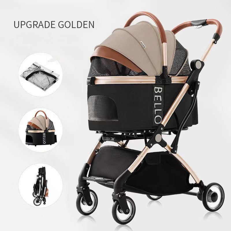Carriola para mascotas para perros y gatos, carrito plegable Universal de cuatro ruedas para perros, mascotas
