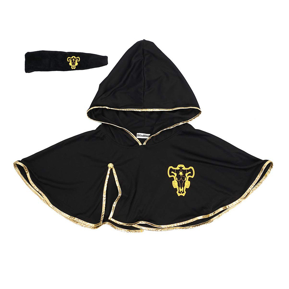 Capa Halloween Anime Ropa Disfraz para mujer Adulta, Capa negra con dorados corta y detalles