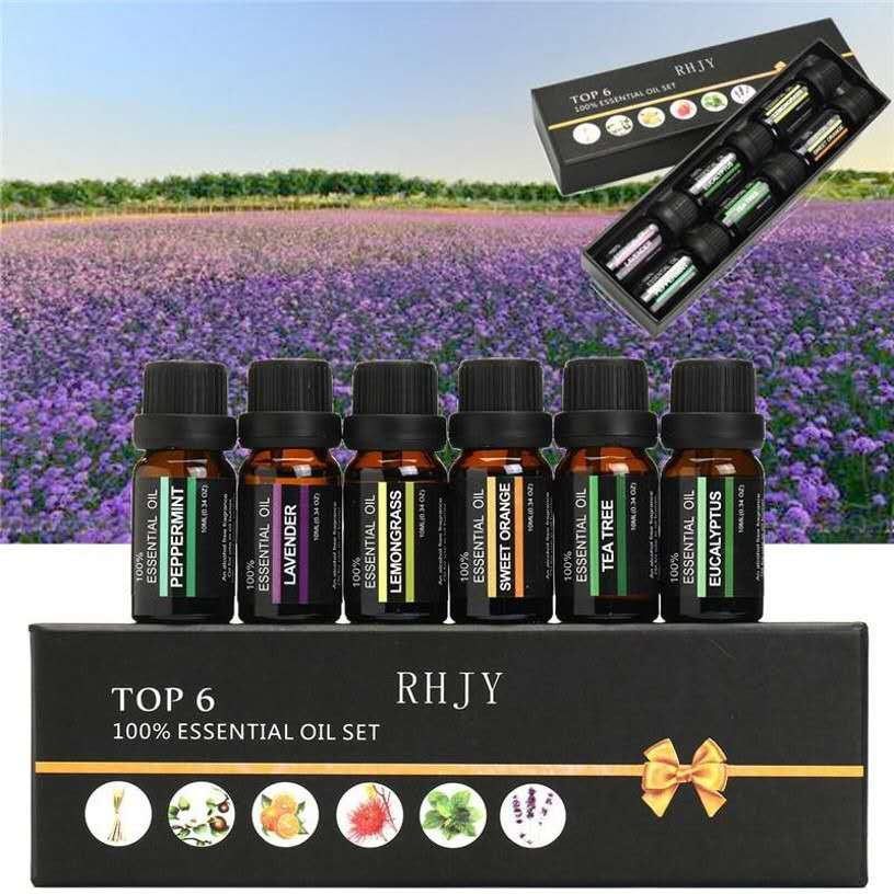 Aromaterapia de masaje con aceites esenciales.