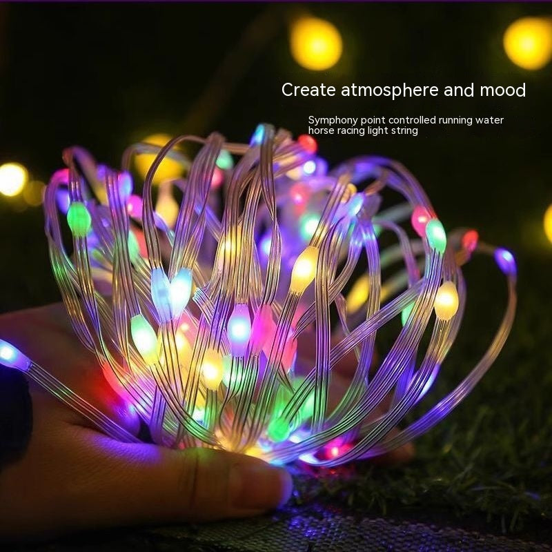 Guirnalda de luces inteligente Control de voz, Cadena de iluminación Teléfono móvil Control de aplicación Bluetooth