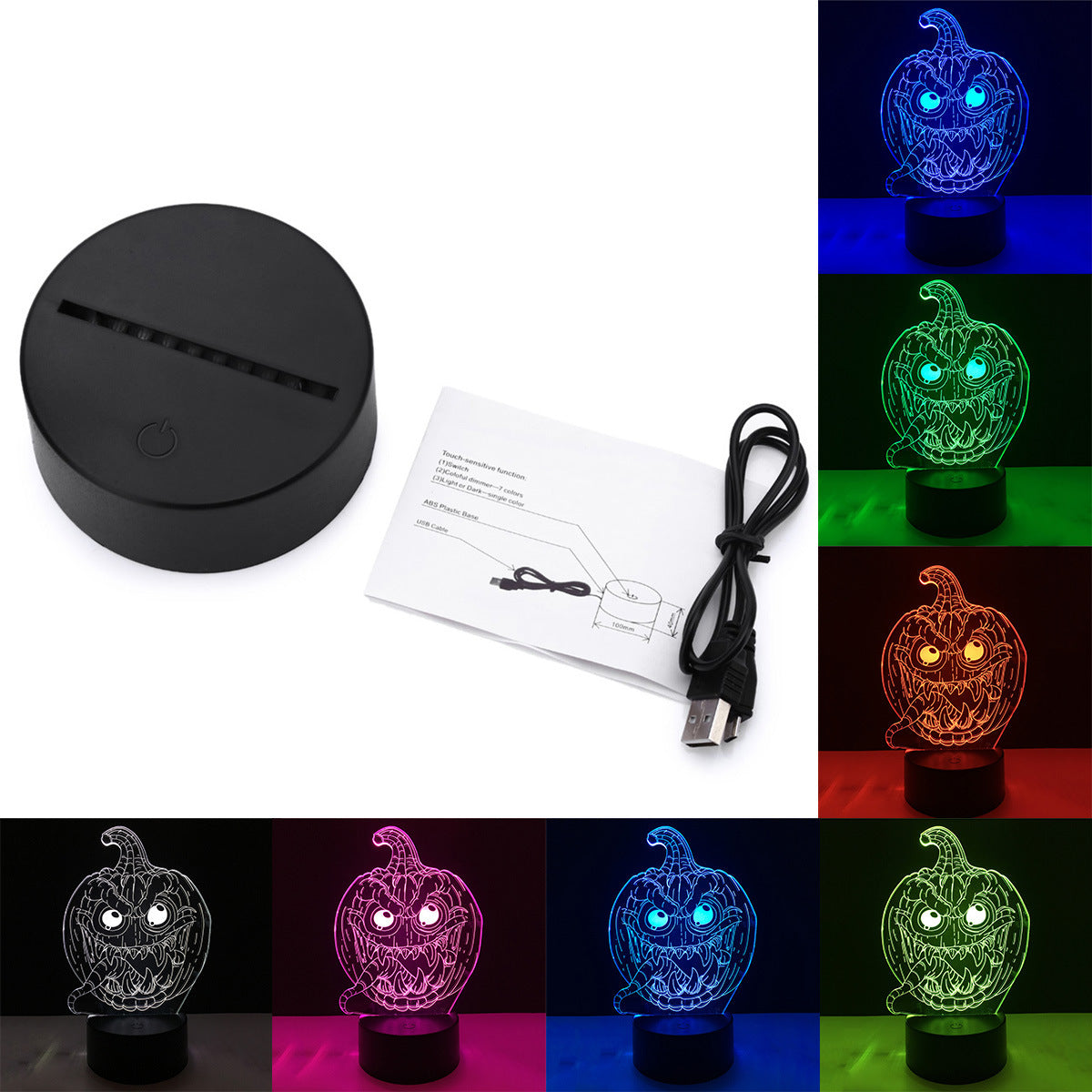 Luces decorativas de calabaza de Halloween, artículo decorativo, luces LED