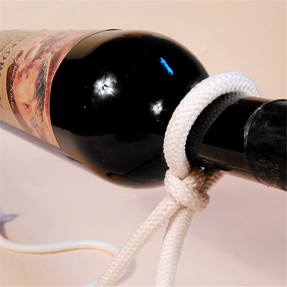 Soporte de botella de vino con diseño flotante, cuerda, lazo, estante para vino, whisky, cocina, bar, pub, accesorios