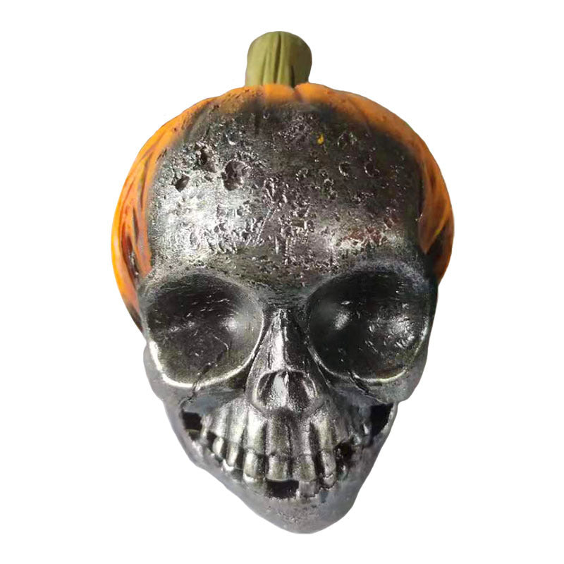 Adorno de resina de Halloween con calavera de calabaza malvada, decoración