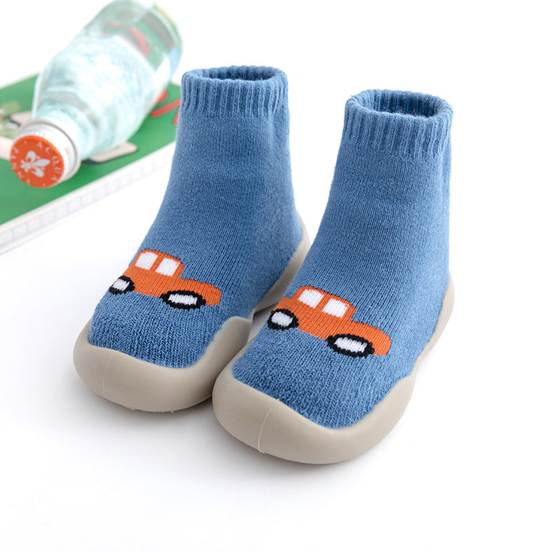 Calcetines tipo bota con base de goma para bebés, cálidos, suaves y gruesos, ideales para los primeros pasos