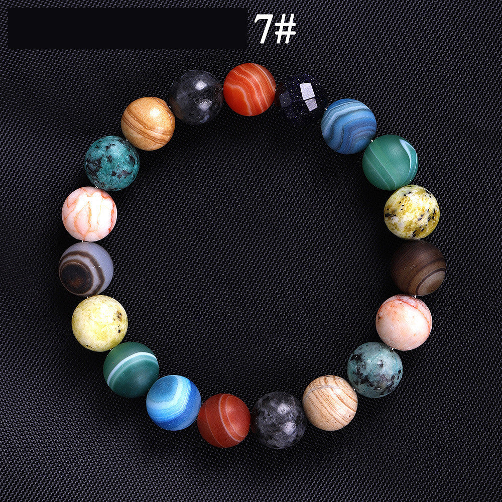 Pulsera De Ocho Piedras del Sistema Solar, Piedras de lava natura utilizado para cuentas de chakras, conductor de aceites esenciales para meditación y trabajos de energia.