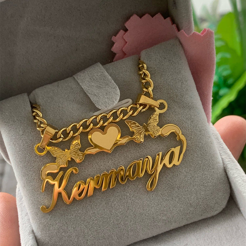 Collar de acero inoxidable con letras personalizadas, arma tu nombre, personaliza tu collar.