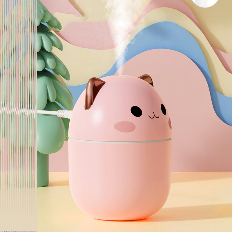 Humidificador de aire con diseño de gato, ultra silencioso, USB, purificador de aire con LED