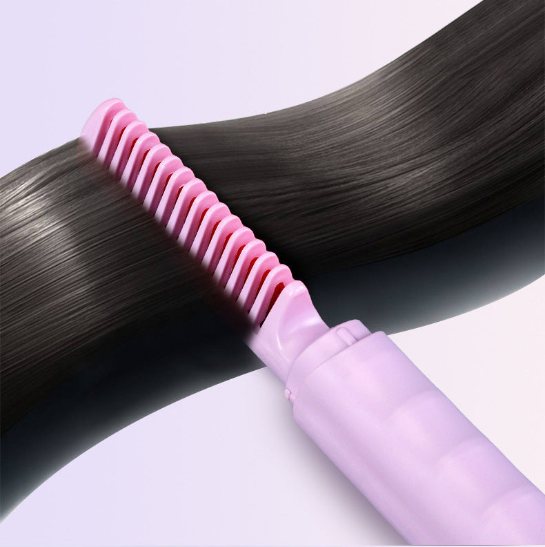 Cepillo alisador de pelo inalámbrico, peine alisador de pelo calentado, plancha alisadora de pelo portátil para mujeres de viaje