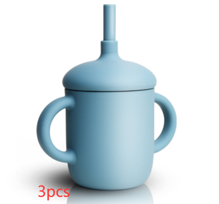 Diseño de taza de silicona, taza de alimentación de bebé, botella de agua con popote, taza para sorber de silicona