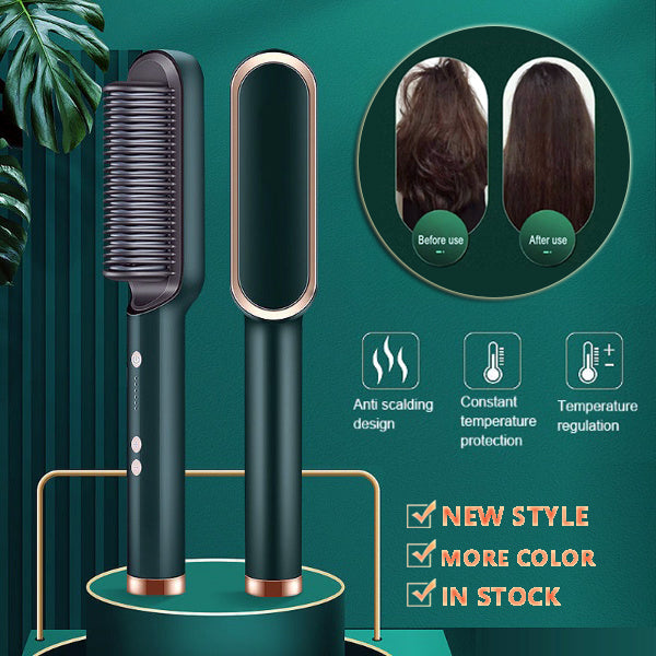 Nueva plancha de pelo 2 en 1, peine caliente, rizador de iones negativos, cepillo eléctrico de doble propósito.