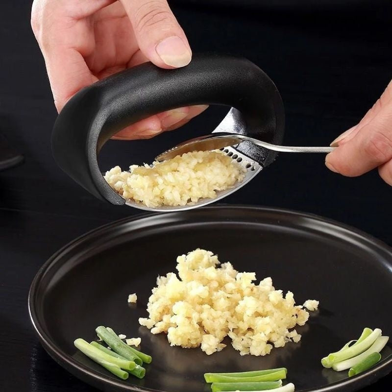 Trituradora de ajo de acero inoxidable, prensa de ajo, Manual para el hogar, herramientas curvas para frutas y verduras, utensilios de cocina,