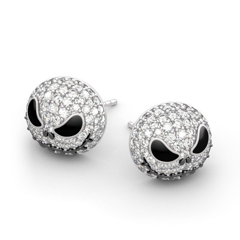 Pendientes plateados de moda con personalidad de calavera de Halloween