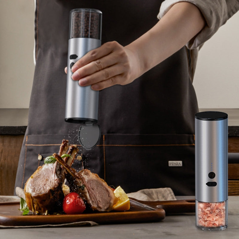Molinillo eléctrico para especies sal y pimienta, molinillo eléctrico, molinillo de pimienta yrgable, juego de m sal con utensilios de cocina LED
