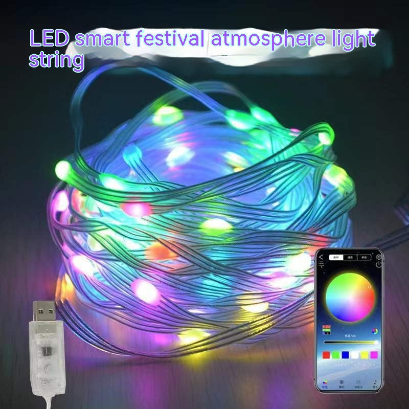 Guirnalda de luces inteligente Control de voz, Cadena de iluminación Teléfono móvil Control de aplicación Bluetooth