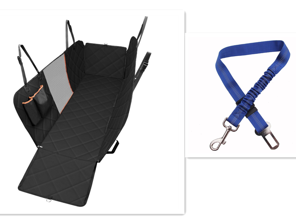 Protector para asiento del automovil para perros, hamaca transportadora de mascotas de malla, Protector de seguridad, alfombrilla para asiento trasero de coche con cremallera y bolsillo para viaje