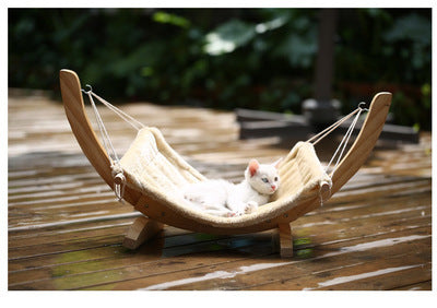 Hamaca para gatos, cama de madera, suministros para mascotas