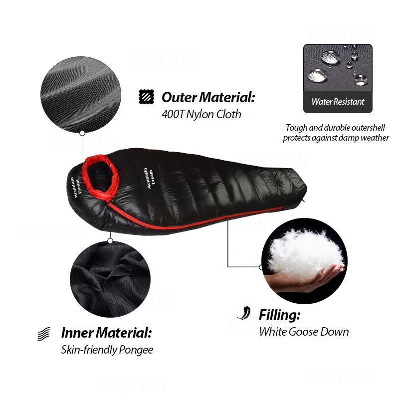 Saco de dormir ultraligero tipo momia relleno de plumón