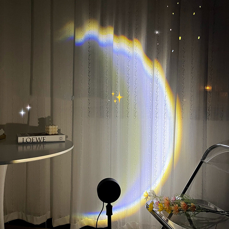 Lámpara LED de Luna con USB, proyector de luz de atardecer nocturno de neón de arcoíris, iluminación de ambiente de pared para fotografía, decoración del hogar y dormitorio
