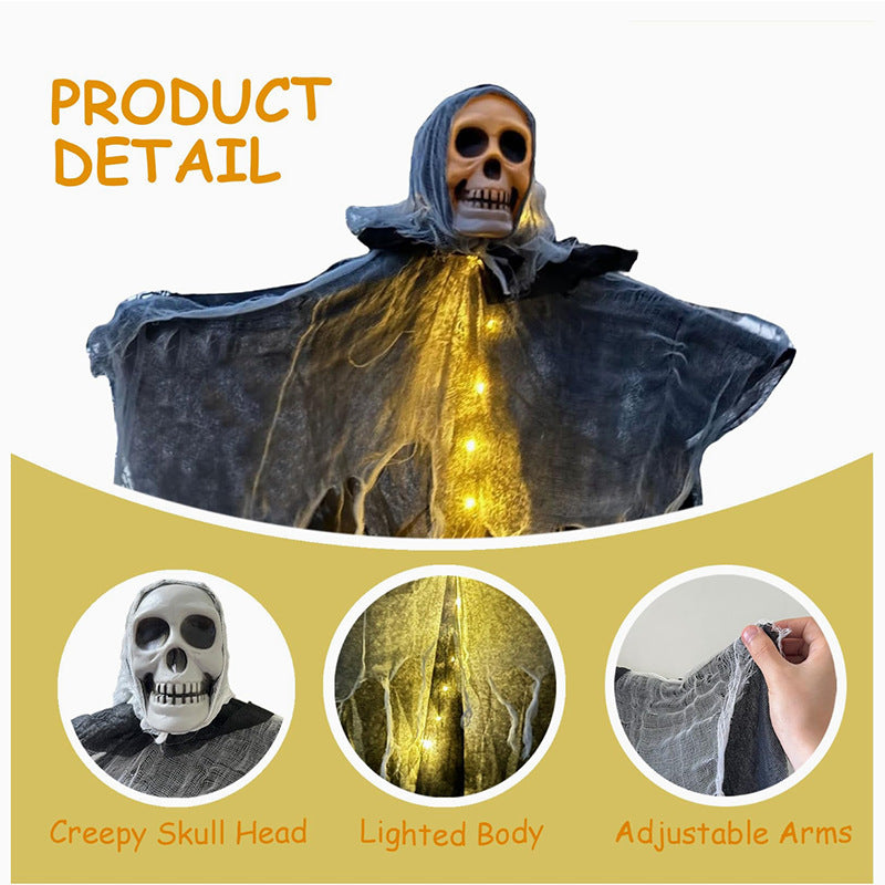 Fantasma Colgante con Calavera 85cm – Decoración de Halloween para Interior y Exterior 👻