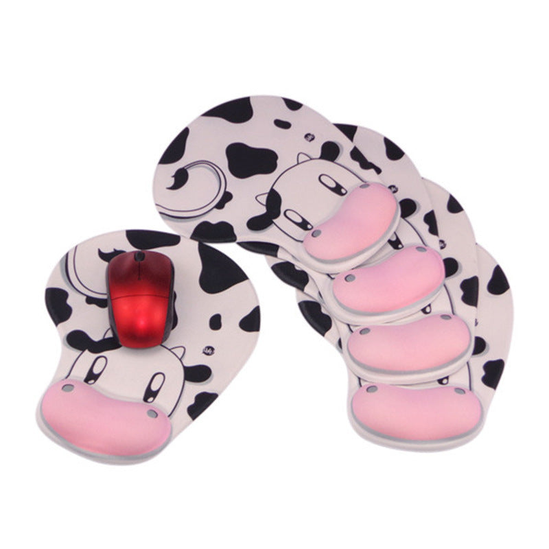 MOUSE PAD Apoya Mano, Alfombrilla súper suave para apoyo de muñeca en silicona, figura de vaca, MOUSEPAD con reposamanos
