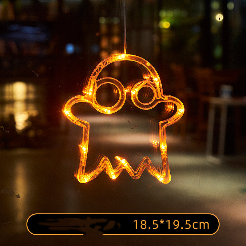 Luces LED colgantes para ventana de Halloween, araña, calabaza, fantasma colgante, luces de atmósfera de terror, decoración del hogar
