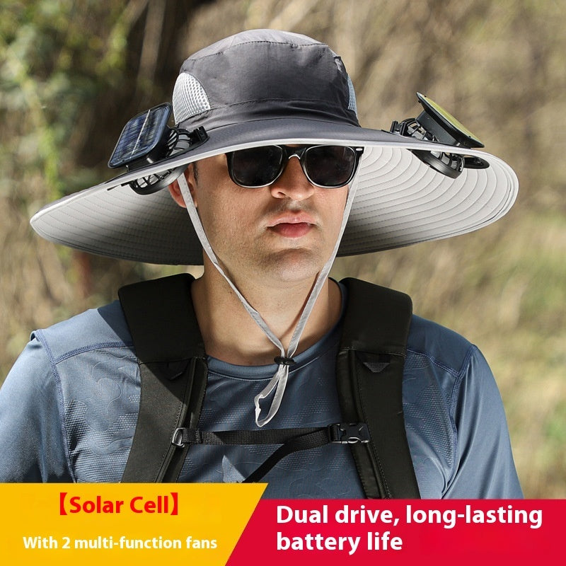Sombrero con Doble Ventilador Solar – Anti-Calor, Impermeable y Transpirable