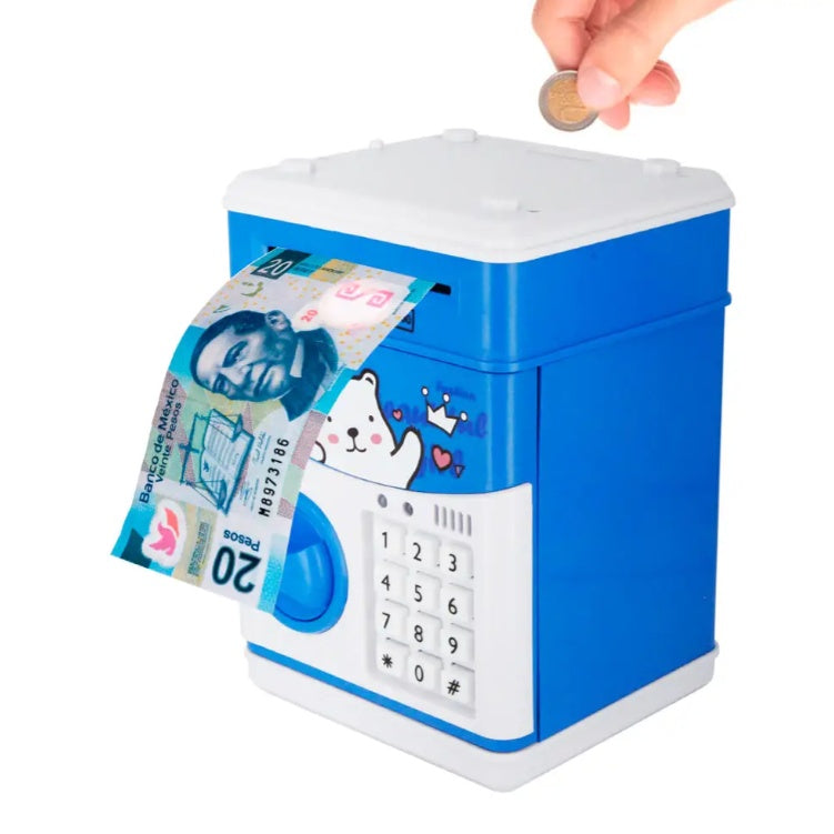 Caja Fuerte Infantil – Alcancía con Sensor y Música Educativa color celeste