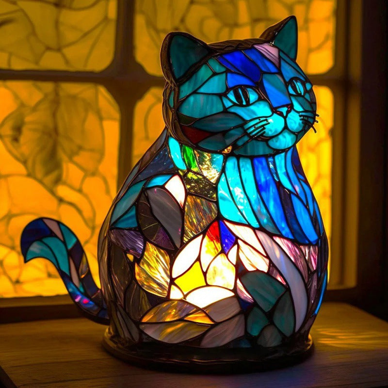 Escultura de imagen de animal extraño mágico con adornos de luz coloridos